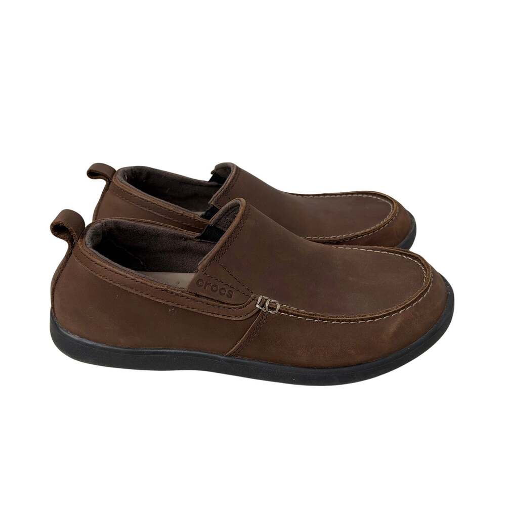 Crocs Denton Loafer Slip On Men's Size 9 Espresso Brown Leather Comfort Casual